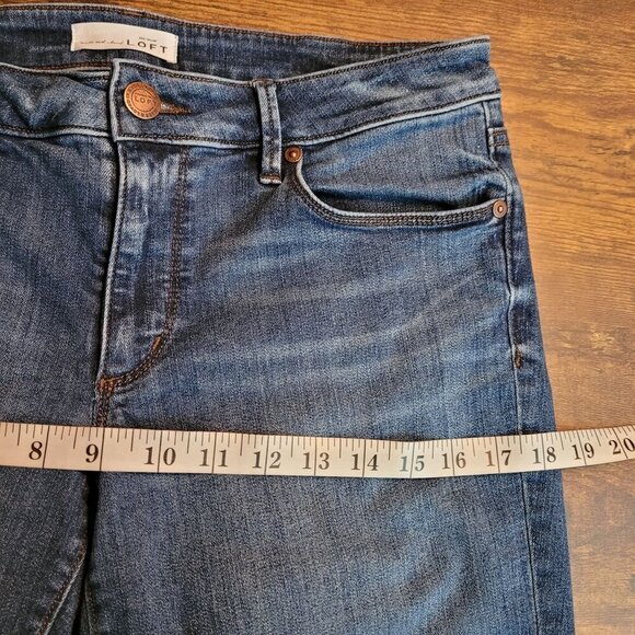 Loft Jeans Size 6 Low Rise Curvy Straight Medium Dark Wash Stretch Denim - Picture 6 of 10